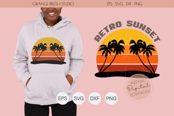 Palm Trees Retro Sunset SVG Cut File Review